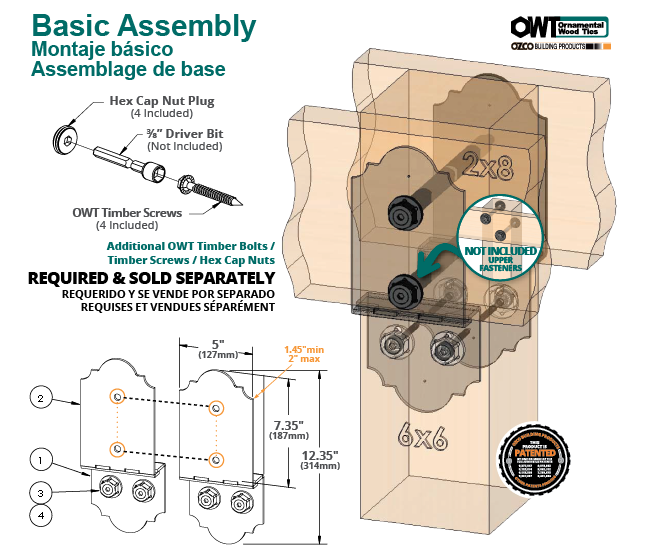 8 In Post To Beam Bolt Inline Laredo Sunset OZCO Building Products