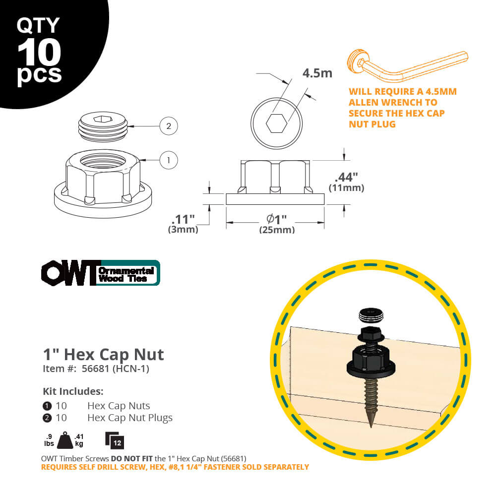 1 in. Hex Cap Nut Accents OZCO Building Products