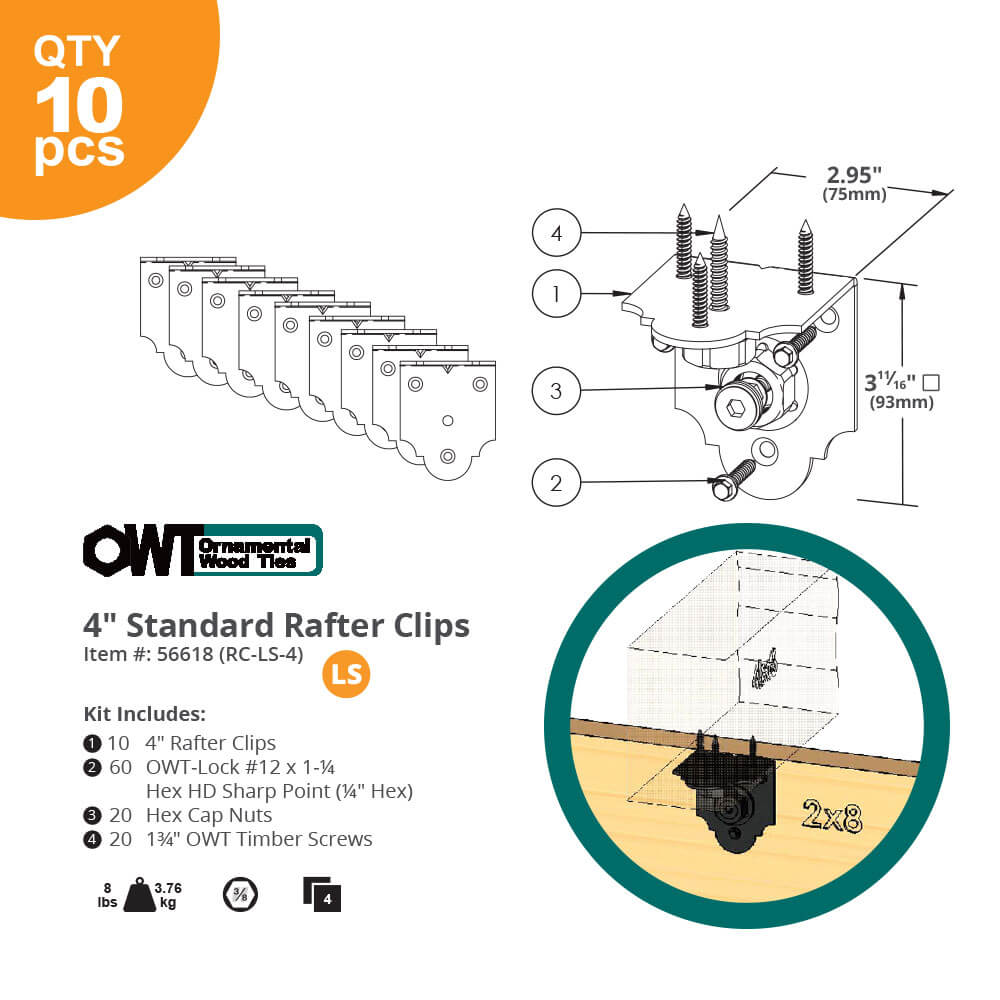 4 in. Rafter Clips Laredo Sunset - OZCO Building Products