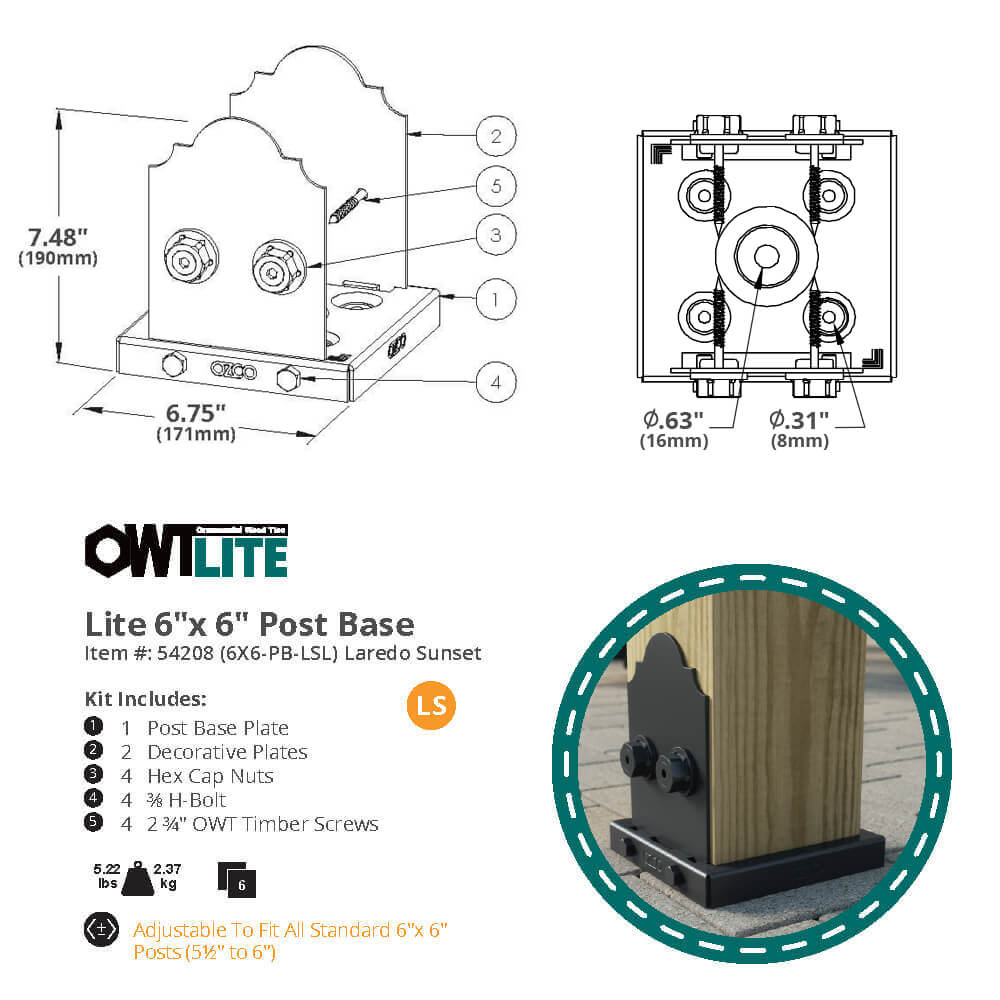 X Post Base Laredo Sunset Owt Lite Ozco Building Products