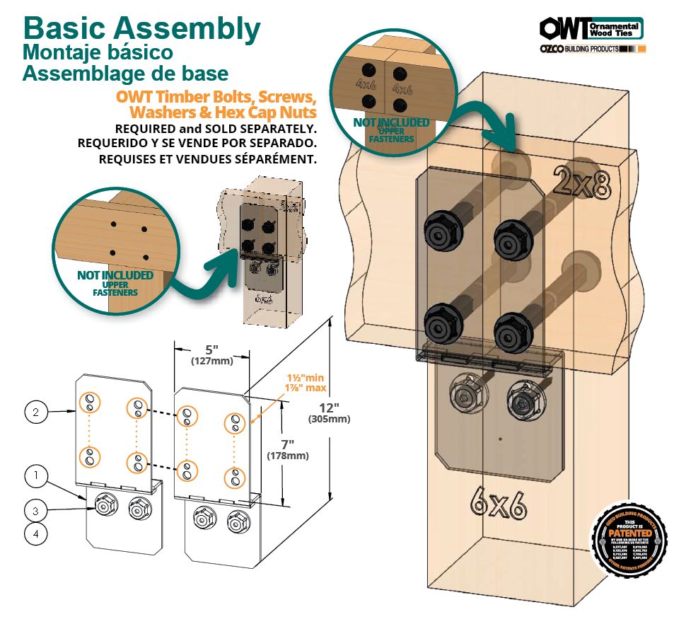8 in. Post To Beam Ironwood Coupler OZCO Building Products