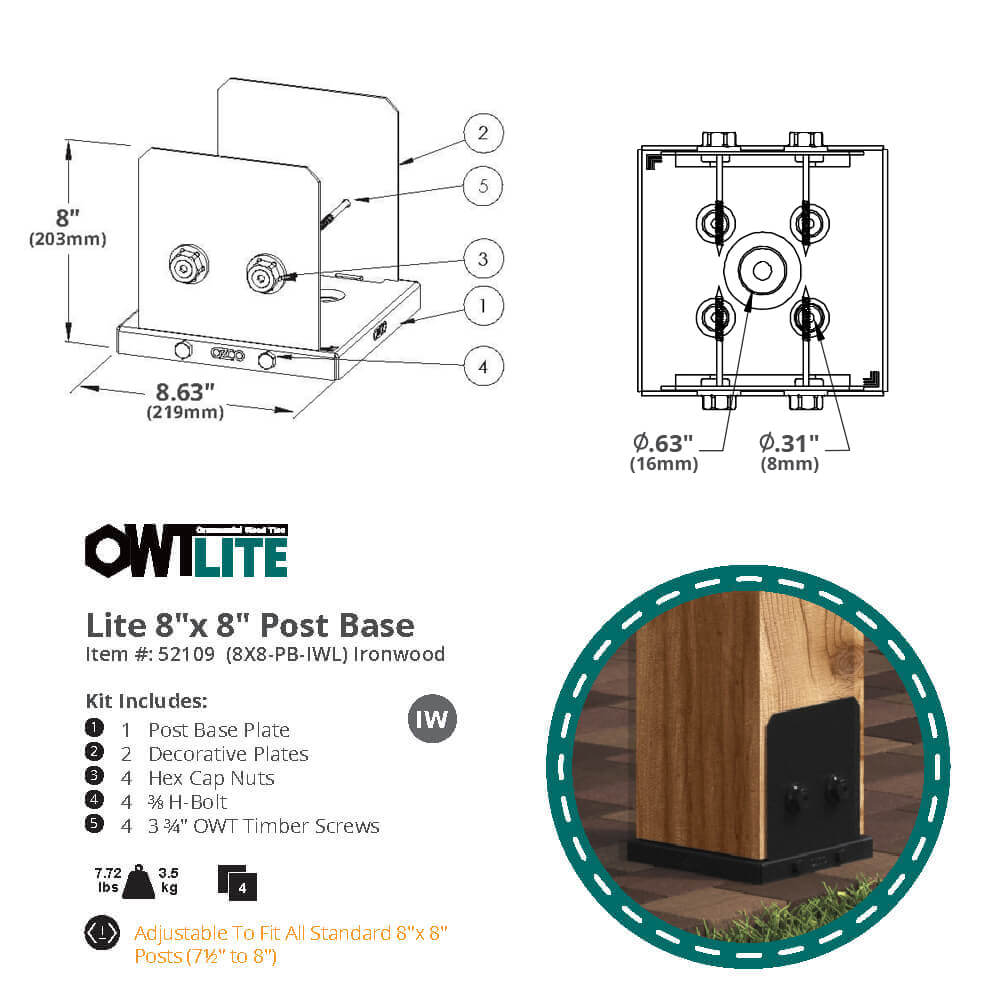 8x8-post-base-ironwood-owt-lite-ozco-building-products