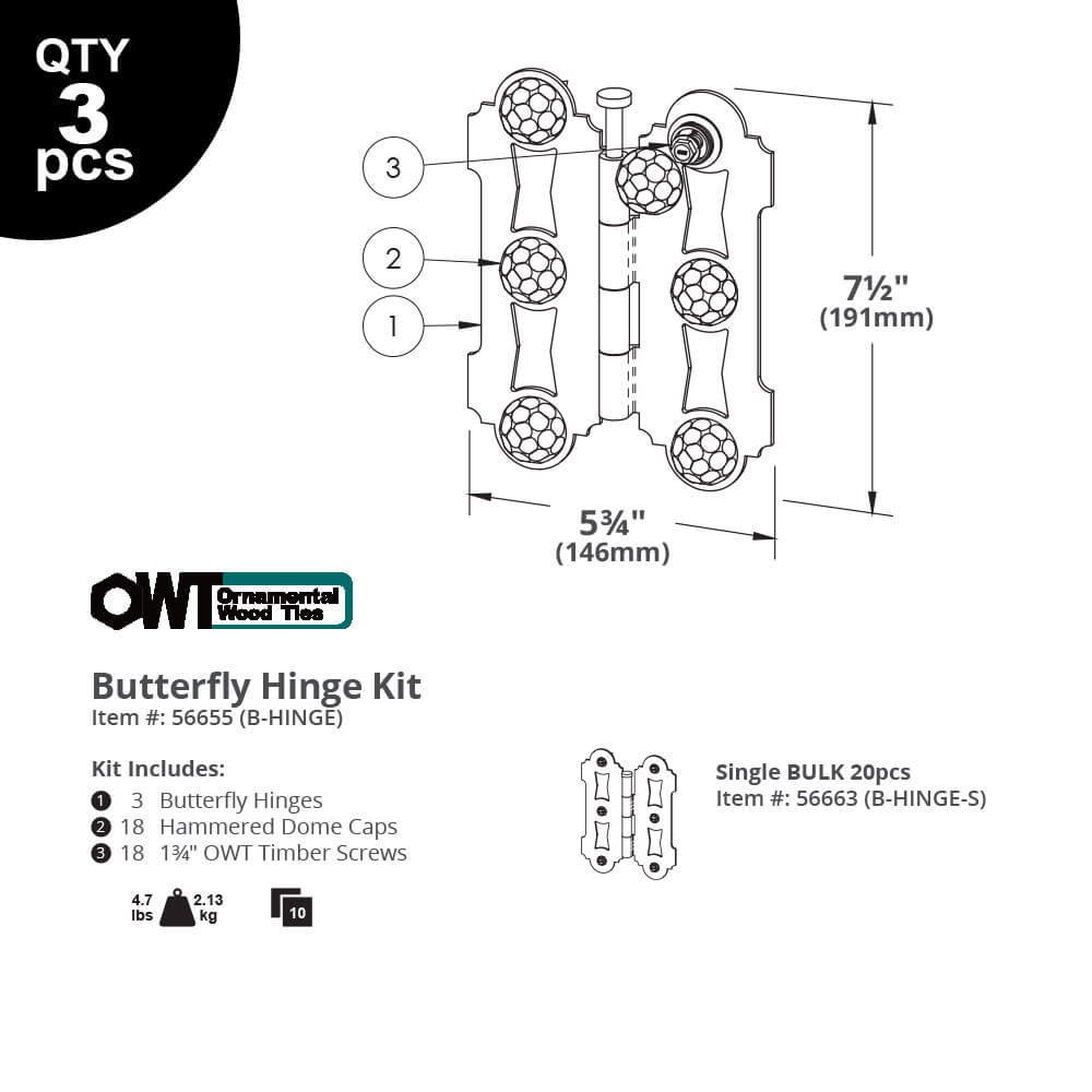 Gate Butterfly Hinge w/ HDCN OZCO Building Products