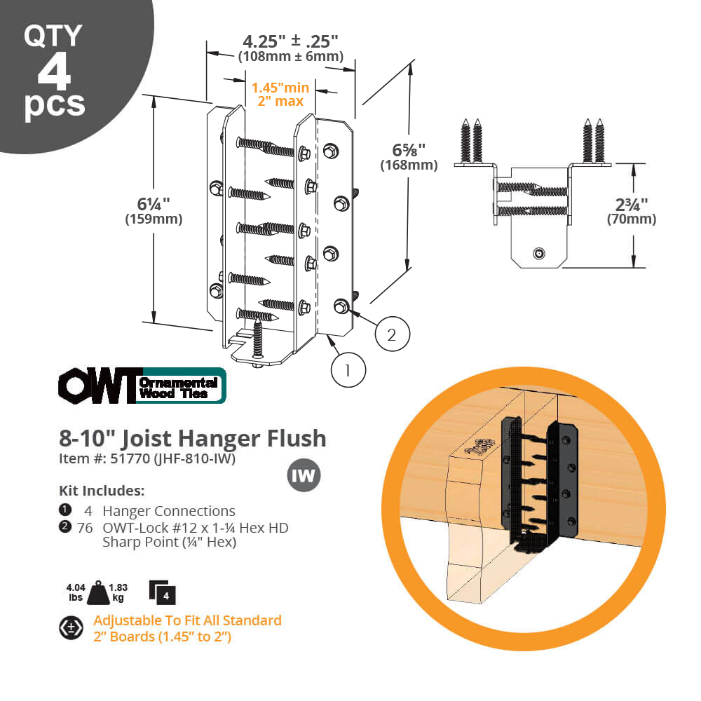 Joist Hanger Flush 8 in. 10 in. Ironwood OZCO Building Products