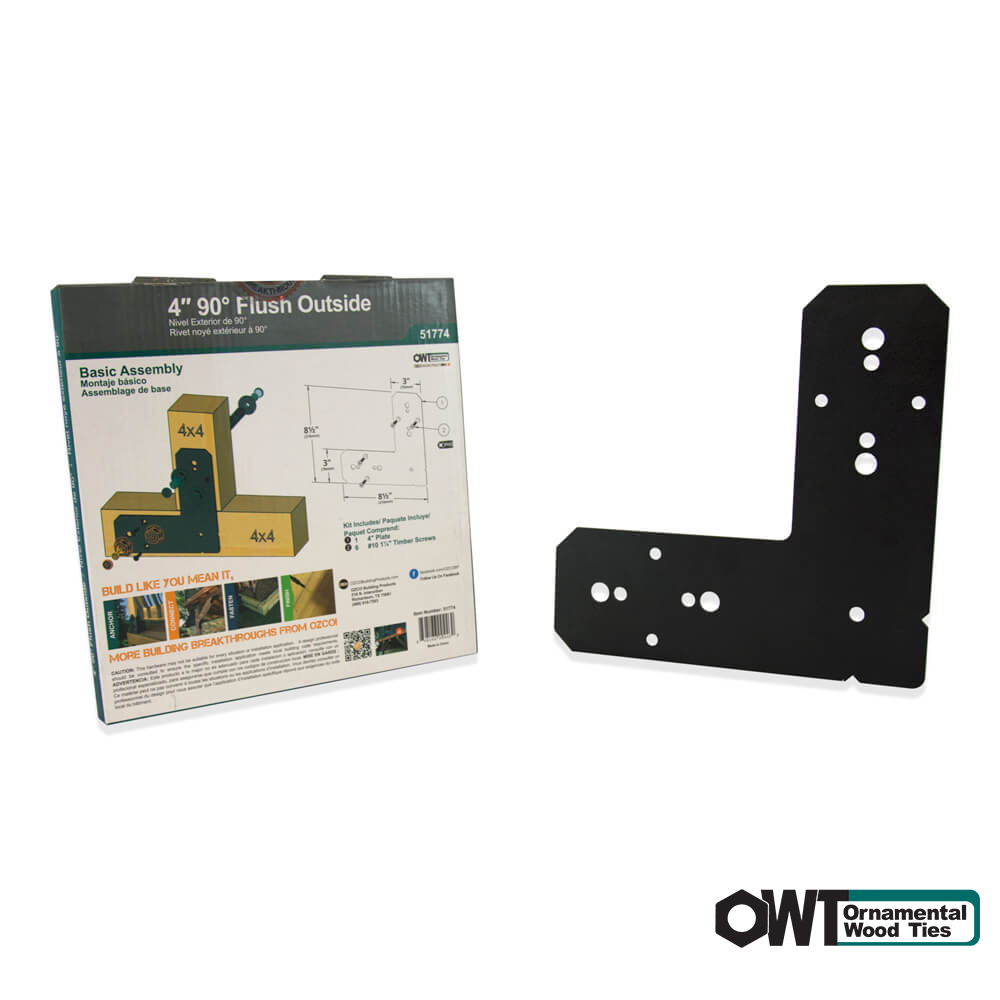 OZCO 56674 Ironwood 4-inch 90° Flush Outside Truss Tie Plate Connector 1Per Box 