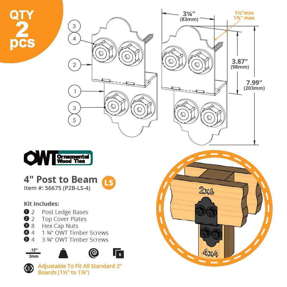 OZCO 56626 1/4-Inch by 2-3/4-Inch OWT Timber Screws, (25 per Pack)