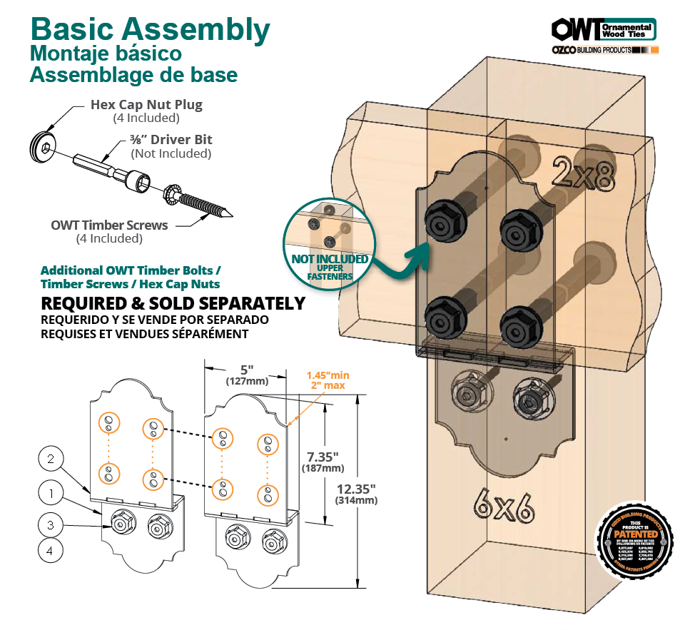 OZCO 56626 1/4-Inch by 2-3/4-Inch OWT Timber Screws, (25 per Pack)